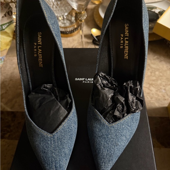 Saint Laurent Denim Heels for Women - Picture 1 of 2